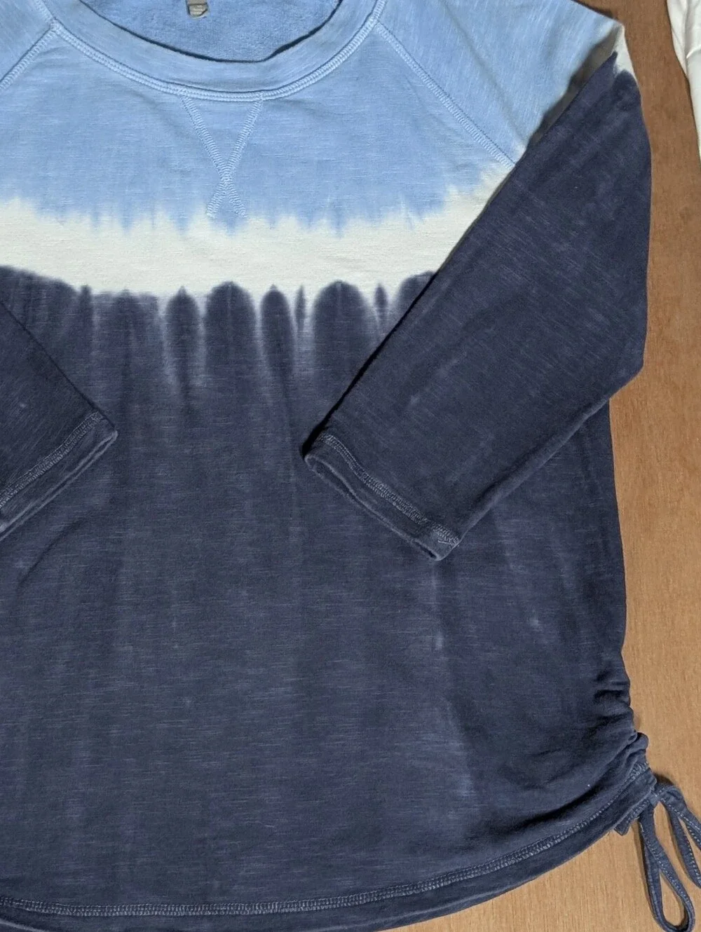 Ombre Tie Dye Side Tie Top S Coastal Cottagecore Cozy Weekend Crewneck - Picture 7 of 17
